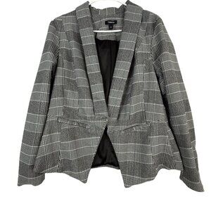 Torrid Blazer Womens 0 Black Gray Plaid Single Button Stretch Career Jacket Work